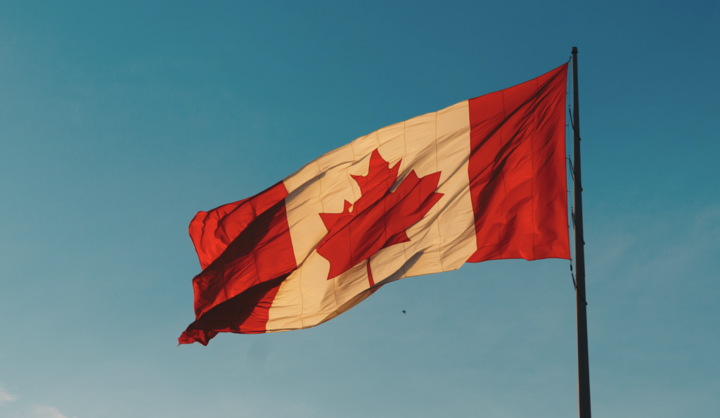 Canada's flag over Windsor