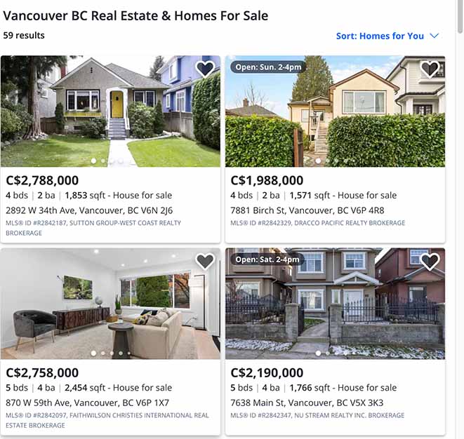 Vancouver house prices.
