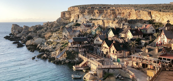 A shot of a cliff-side town in Malta.